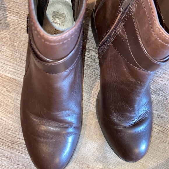 Anne Klein AkKabel Ankle Boots Womens 5.5 Brown Leather Side Zip Low Heel (K) - Picture 6 of 10